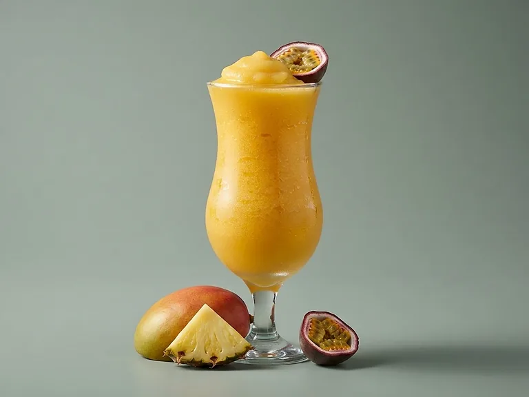 Rum Punch mit Maracuja und Mango im Glas, Kategorie Mit Alkohol